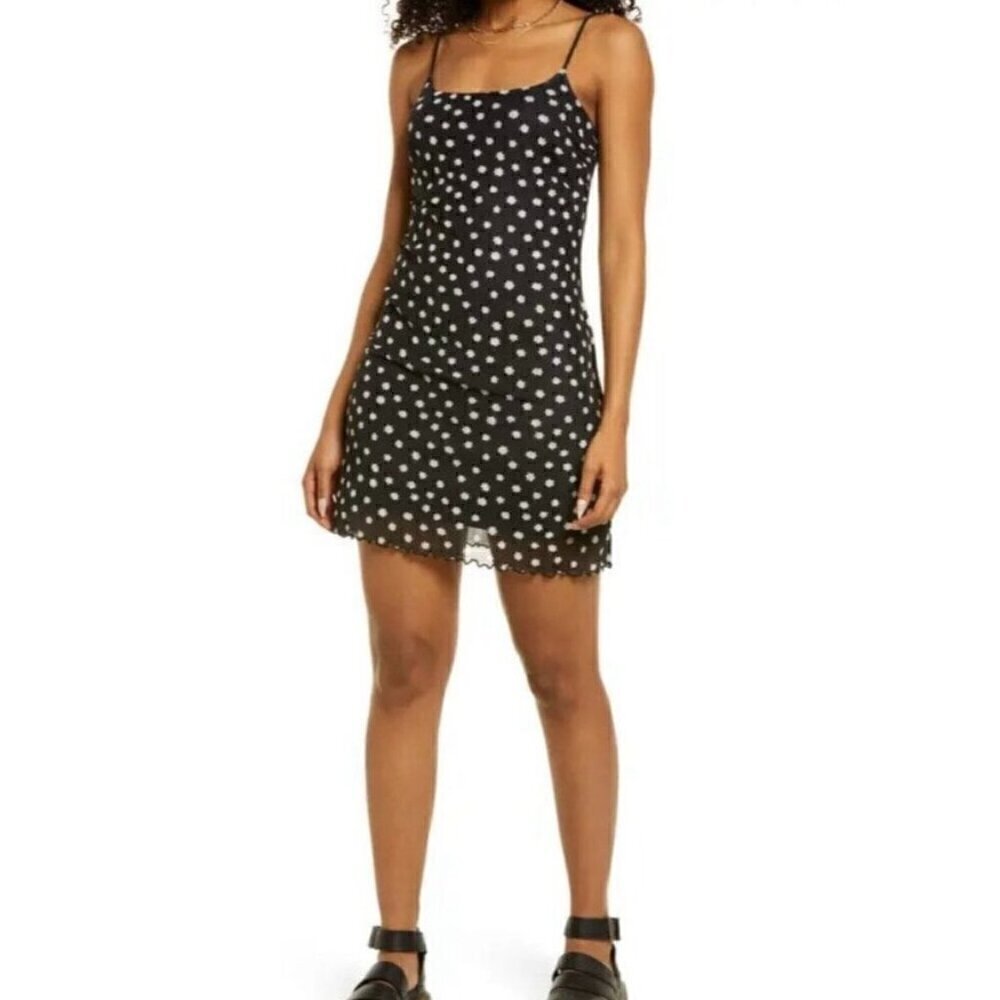 NWT BP by Nordstrom Black Mesh Mini Floral Print Dress - Size: 3X